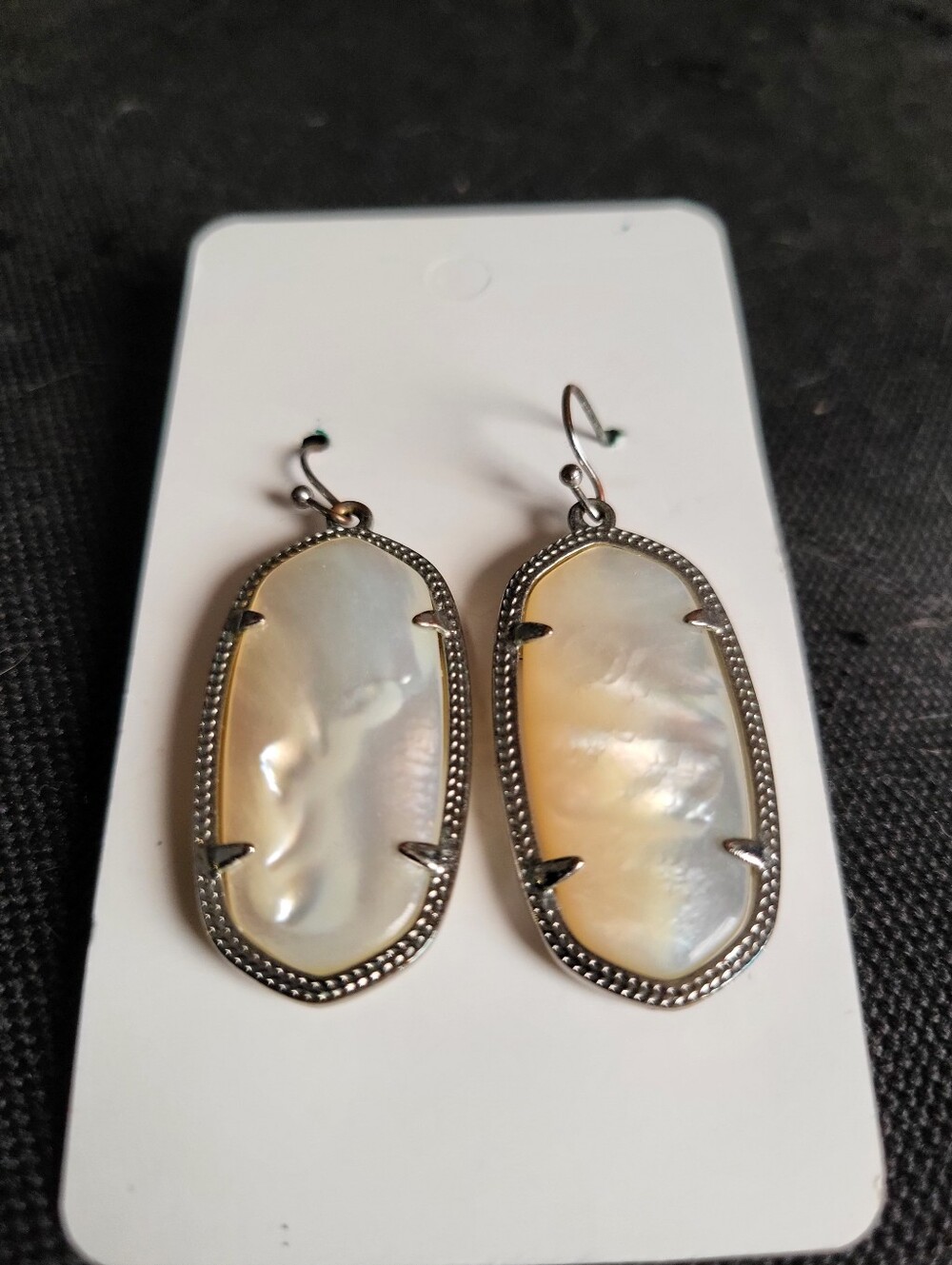 KENDRA SCOTT MOTHER OF PEARL SILVER TONE EARRINGS